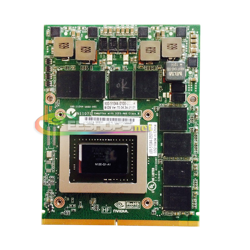 Original for Dell Precision M6600 M6700 Mobile Workstation Laptop NVIDIA Quadro 3000M Q3000M 2GB GDDR5 MXM 3.0B Graphics Video Card N12E-Q1-A1 VGA Board Replacement Free Shipping