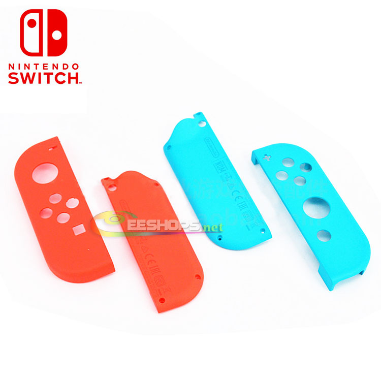Original Top & Bottom Outer Housing Case Shell Enclosure for Nintendo Switch NS Console L/R Joy-Con Controllers Left Blue Right Red Replacement Spare Parts