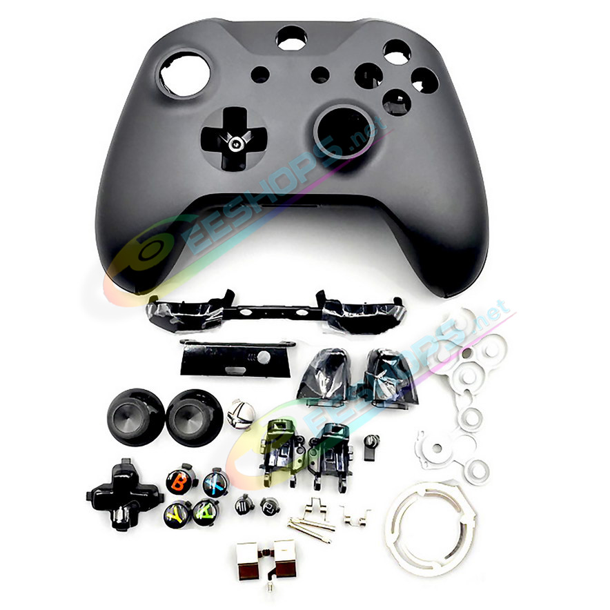 Cheap Xbox One S Controller Extra Housing Shells Black Color 30 PCS Full Set Replacement, Best New Microsoft XboxOne 1708 Wireless Controllers Custom DIY Outer Enclosure Covers + Middle Bracket+ Buttons + ThumbSticks + Hand Grips + Pads + Springs