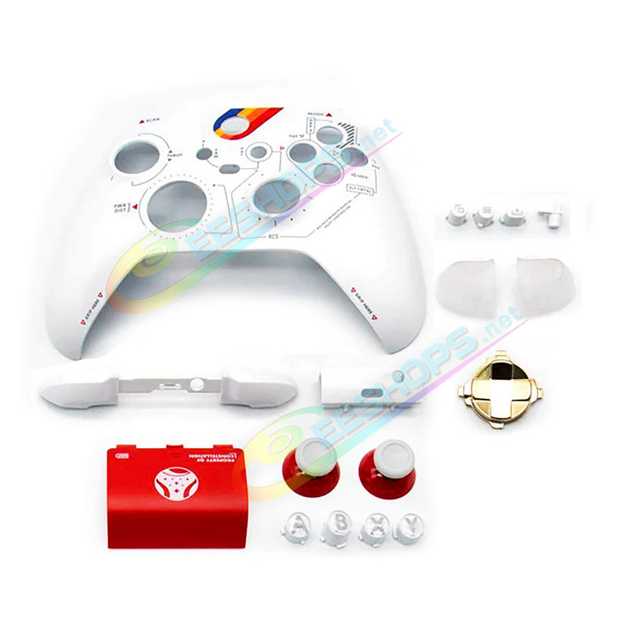 Cheap Xbox Series X / S Controller Extra Shell Top Cover Plate Buttons Limited Starfield Edition Replacement, Best Microsoft Series X/S Wireless Controllers Custom White / Red Outer Housing upper Faceplate, ABXY, D-Pad, Thumbsticks 17 PCS Set