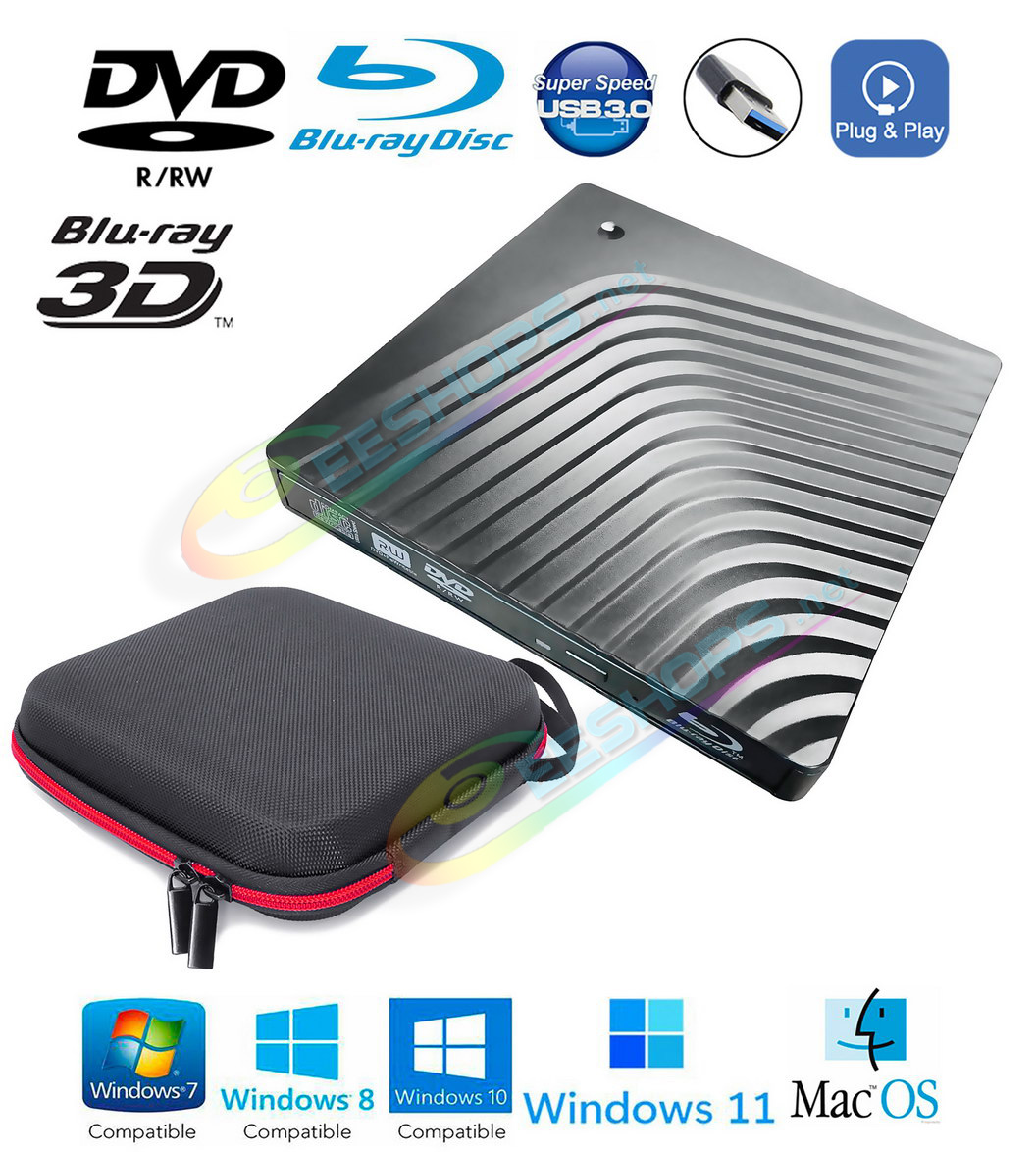 Cheap 2-in-1 USB-C Portable External Blu-ray Players & Recorders Optical Drive + Carry Case, Best Lenovo Legion 5 2 Pro Slim 9i 7i Y700 Y90 Y540 Y530 GO Gaming Laptop Tablet PC, Dual Layer 6X 3D BD-RE 8X DVD+RW DL Writer + Carrying Bag Free Shipping