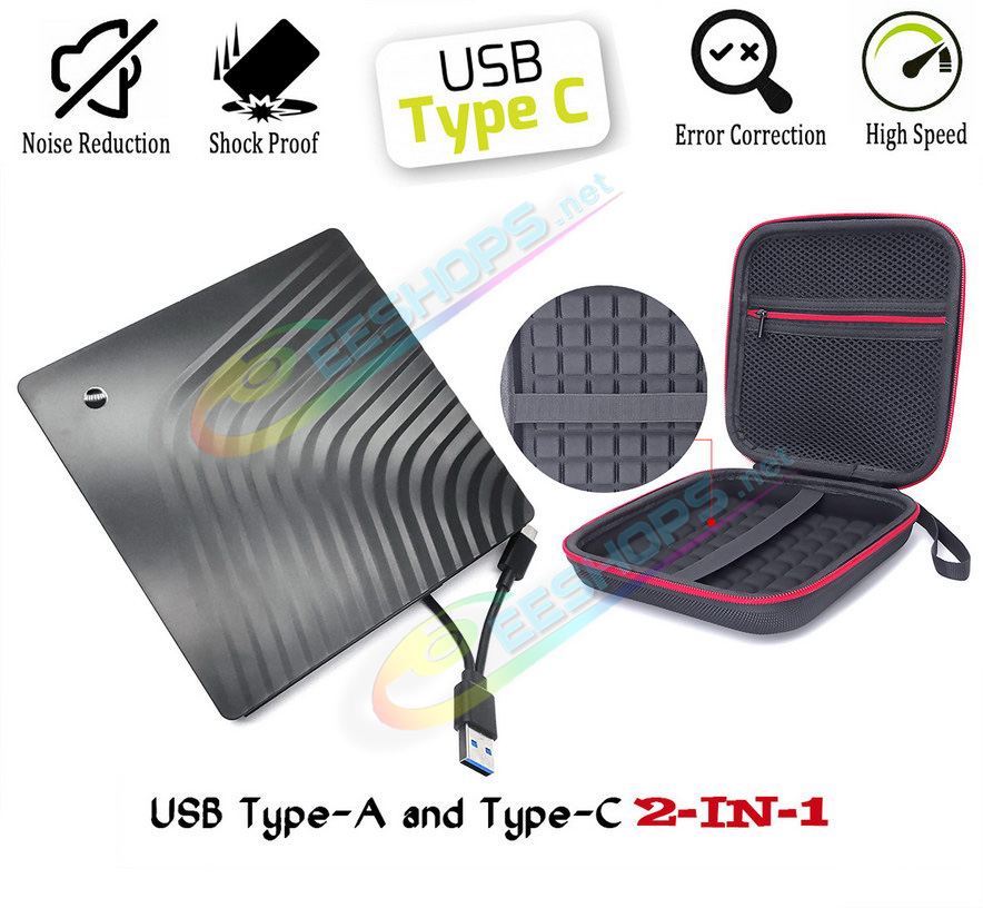 Cheap 2-in-1 USB-C Portable External Blu-ray Players & Recorders Optical Drive + Carry Case, Best Lenovo Legion 5 2 Pro Slim 9i 7i Y700 Y90 Y540 Y530 GO Gaming Laptop Tablet PC, Dual Layer 6X 3D BD-RE 8X DVD+RW DL Writer + Carrying Bag Free Shipping