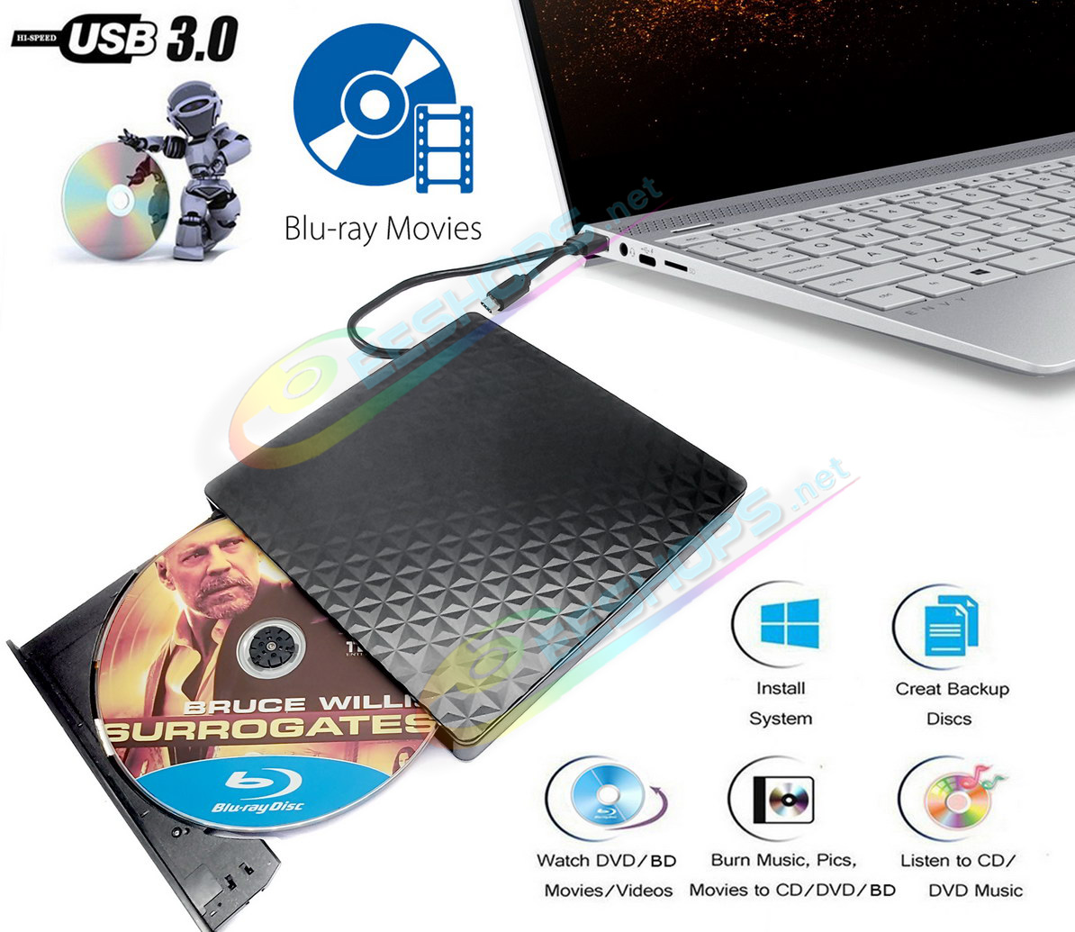 Cheap USB-C Ultra Slim External 3D Blu-ray and DVD Player / BD-RE Burner, Best Lenovo Yoga 6 Slim 7i 9i X390 Book 7X Pro 730 C940 C930 Laptop, New 2-in-1 Slim 6X BD-R DL 8X DVD+-R/RW DVDRAM DL 24X CD-RW Disc Writer Portable Optical Drive Free Shipping