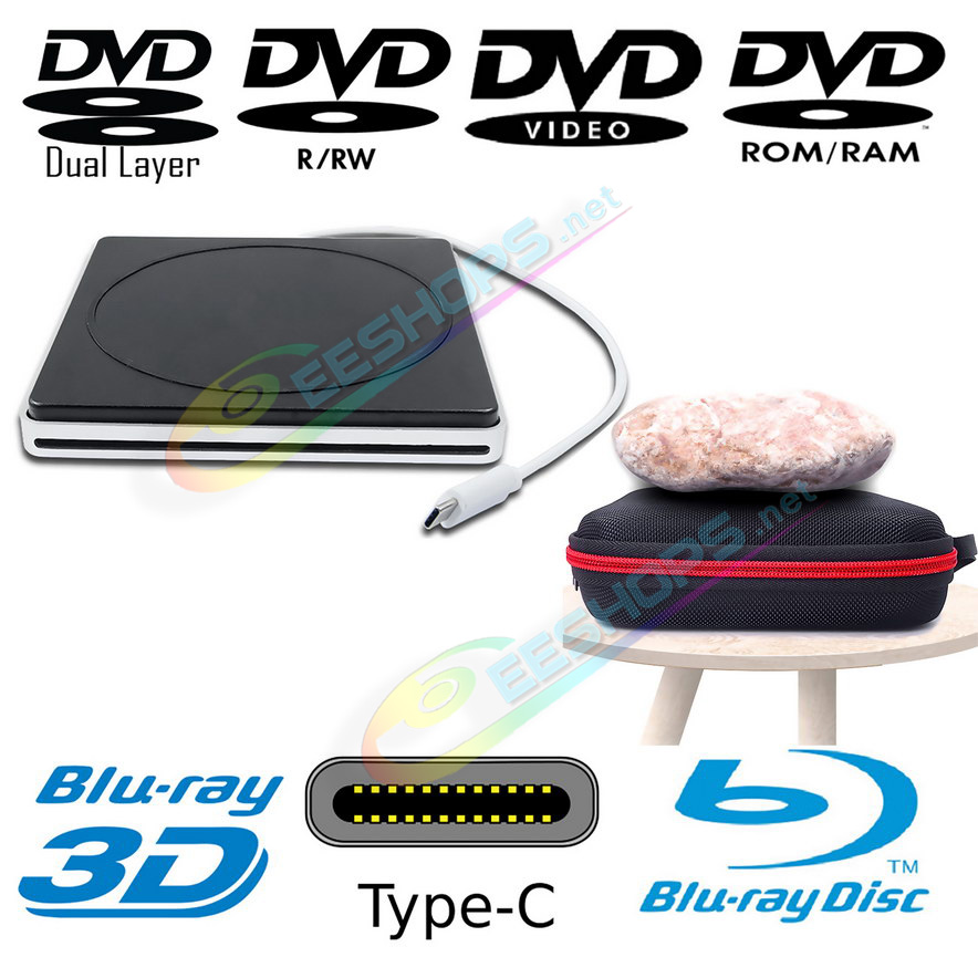 Best USB-C Mac OS Laptop Portable External 3D Blu-ray Player / Burner +Carry Case, Cheap Apple Macbook Pro Air iMac Mini Studio Desktop Computer PC, New USB-C Slot-in SuperDrive 6X BD-RE DVD+-R/RW DL DVD-RAM 24X CD-R Writer Optical Drive Free Shipping