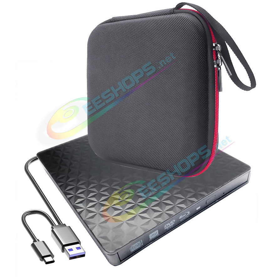Best Mac Portable External 4K Ultra HD 3D UHD Blu-ray Disc Player / Burner, Cheap Apple Macbook Mac Book Pro Air 13 15 Inch 2023 2024 Laptop USB-C SuperDrive, New 6X BD-RE SL/DL/TL M-DISC 8X DVD-RW DL CD Writer Optical Drive + Carry Case Free Shipping