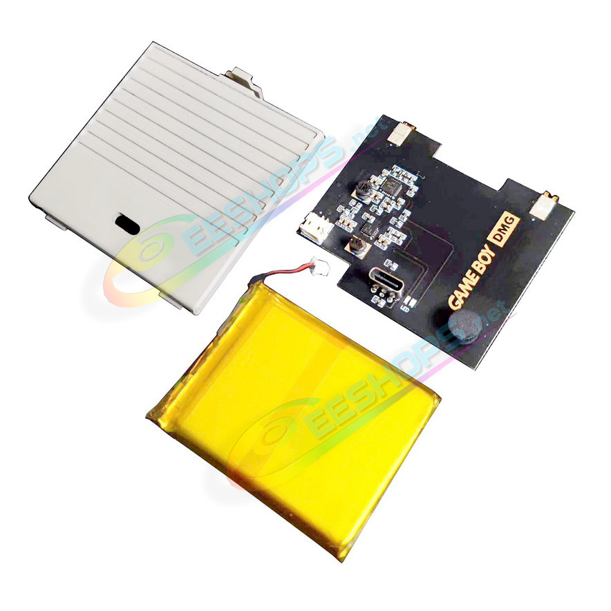 Best Nintendo GameBoy Classic Rechargeable Battery Pack Type-C Mod Kit 2500 mAh Replacement, Cheap Game Boy GB Fat DMG-1 Handheld Console 12~24 Hours Super Long Life USB-C Charging Lithium Module with Grey Rear Cover Set Free Shipping