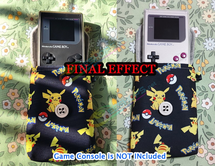 Best Nintendo GameBoy Classic Soft Storage Bag Thickened Protective Carry Pouch Pokemon Edition Black, Cheap New Game Boy Fat DMG-1 Handheld Console, Handmade Custom Thickened Water / Impact Resistant Carry Travel Pouch Pocket Free Shipping