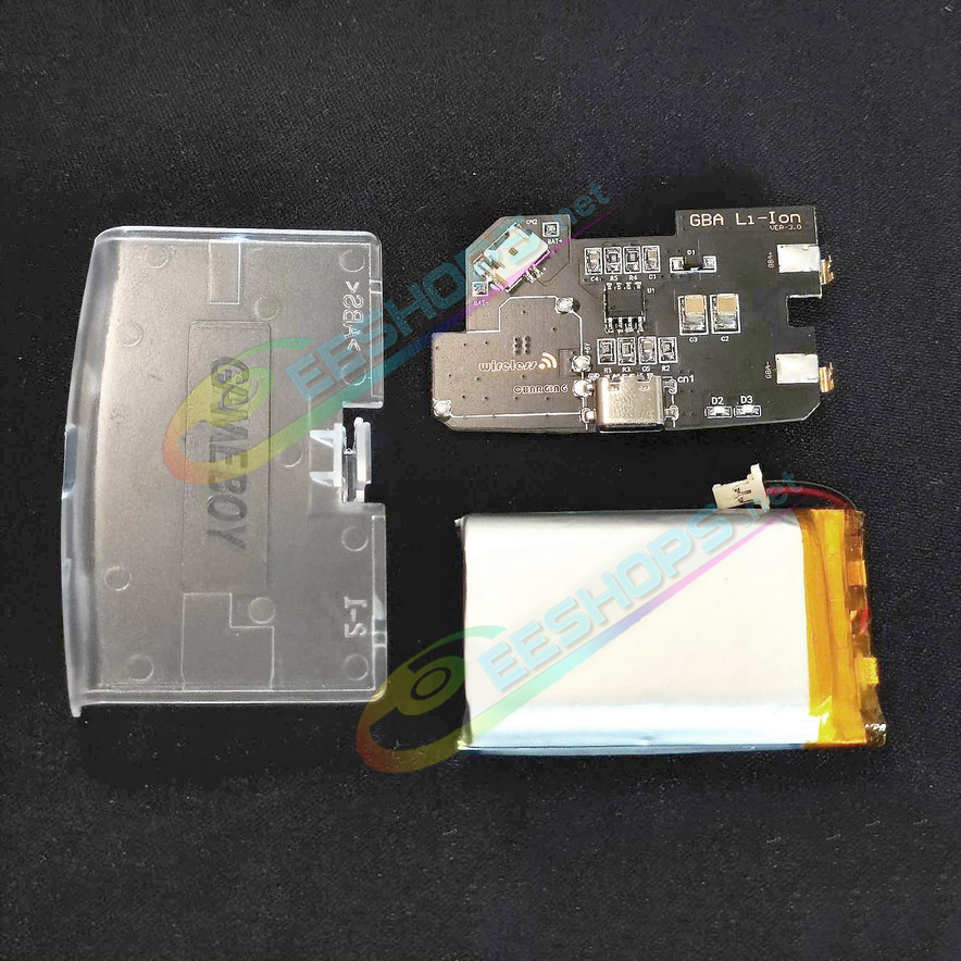 Best Nintendo GameBoy Advance USB-C Rechargeable Li-ion Battery Pack Mod Kit Replacement, Cheap Modded Game Boy Advanced GBA Console, Non-Cutting DIY Life Type-C Charging 1800 mAh Large Capcity Two Batteries Module + with Rear Cover Free Shipping