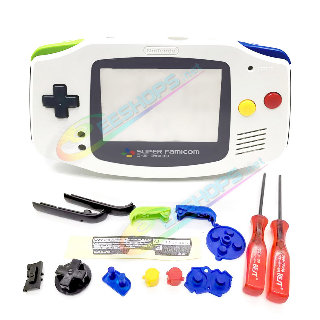 Cheap Nintendo GameBoy Advance Extra Housing Shells Full Set Limited White Replacement, Best New GBA Handheld Console, DIY SFC / SNES Edition Outer Case Covers W/ Protective Screen, Buttons, Screws, Tool Free Shipping