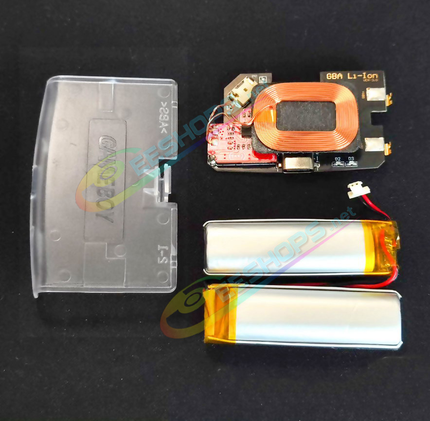 Best Nintendo GameBoy Advance USB-C Charging Mod Kit Dual Rechargeable Batteries Replacement + Wireless Charger, Cheap Game Boy GBA Handheld Console, New DIY Long Life Type-C Charge Modded Two Li-ion Battery Pack Module + Rear Cover Free Shipping
