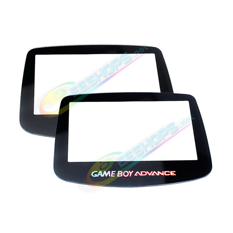 Best Nintendo GameBoy Advance Glass Mirror Black Protective Screen Upper Cover Colorful Logo Pack 2 Replacement, Cheap GBA Advanced Handheld Console Scratch-Proof Top Display Protector Surface with Double-Sided Tape Two PCS Free Shipping