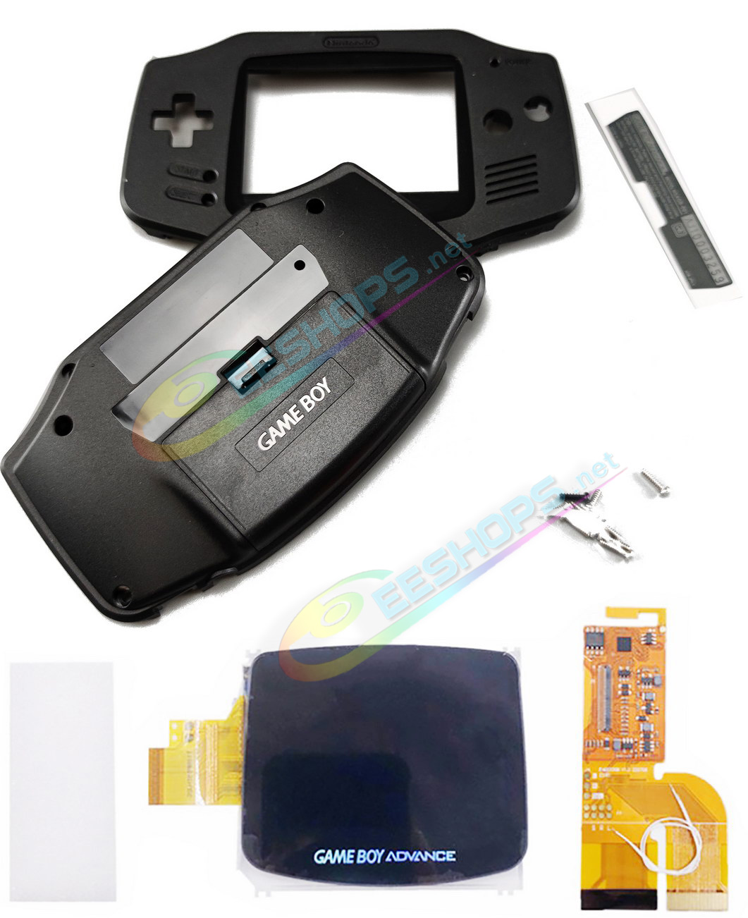 Cheap Nintendo GameBoy Advance IPS Display Mod Kit with Housing Shells Black, Best New GBA Handheld Game Console DIY V3.0 Dot by Dot Brighten Screen +Special Full Cover Case Complete Assembly Free Shipping