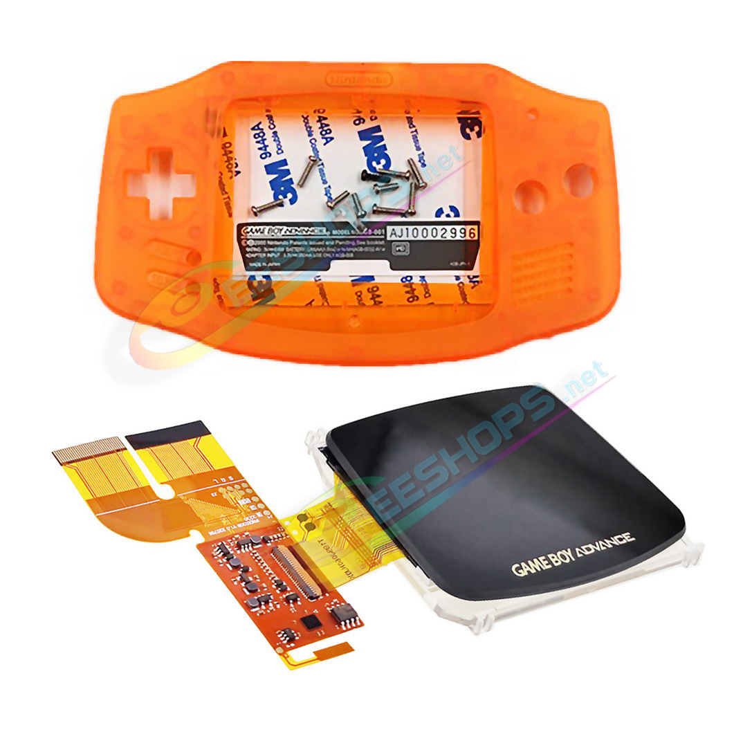 Cheap Nintendo GameBoy Advance IPS Display Mod Kit with Housing Shells Clear Orange, Best New GBA Handheld Game Console DIY V3.0 Dot by Dot Brighten Screen +Special Full Cover Case Complete Assembly Free Shipping