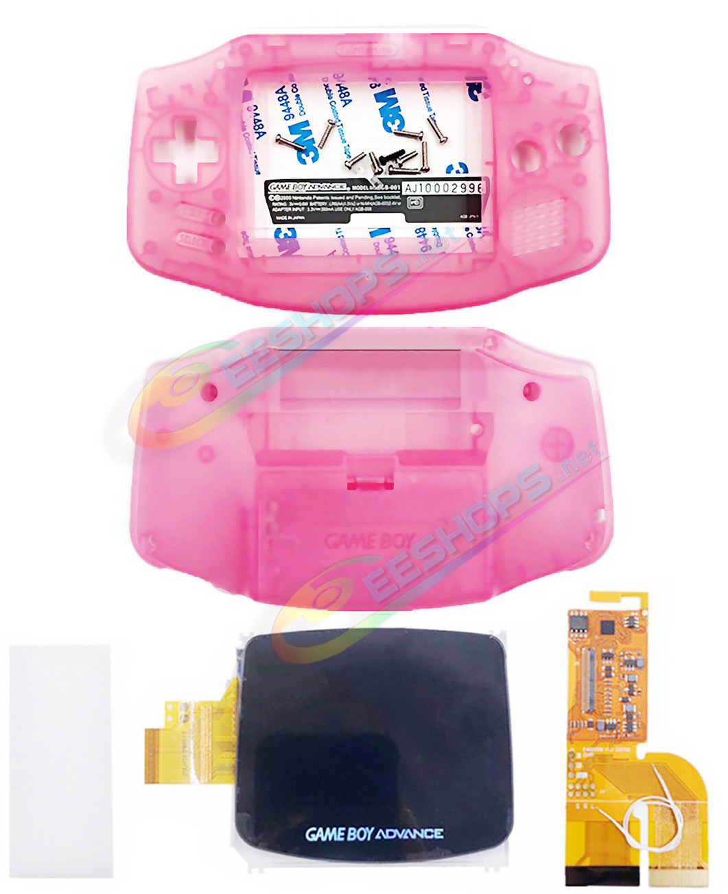 Cheap Nintendo GameBoy Advance IPS Display Mod Kit with Housing Case Clear Shells Pink Color, Best New GBA Handheld Game Console DIY V3.0 Dot by Dot Brighten Screen 100% Fit Module +Special Full Cover Complete Assembly Free Shipping