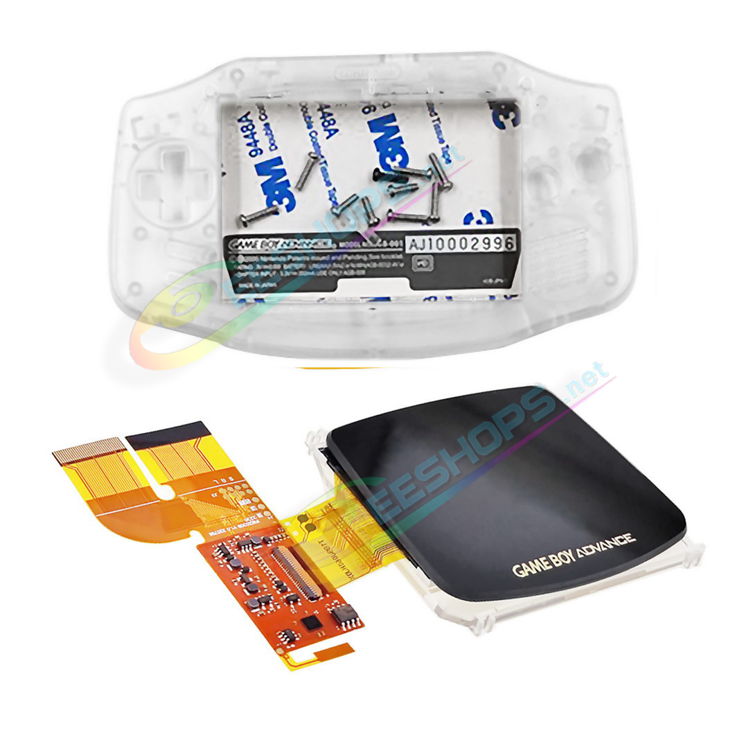 Cheap Nintendo GameBoy Advance IPS Display Screen Mod Kit with Housing Case Shells Transparent, Best New GBA Handheld Game Console V3.0 Dot by Dot Brighten LCD Module + Clear Special 100% Fit Full Cover Complete Assembly Free Shipping