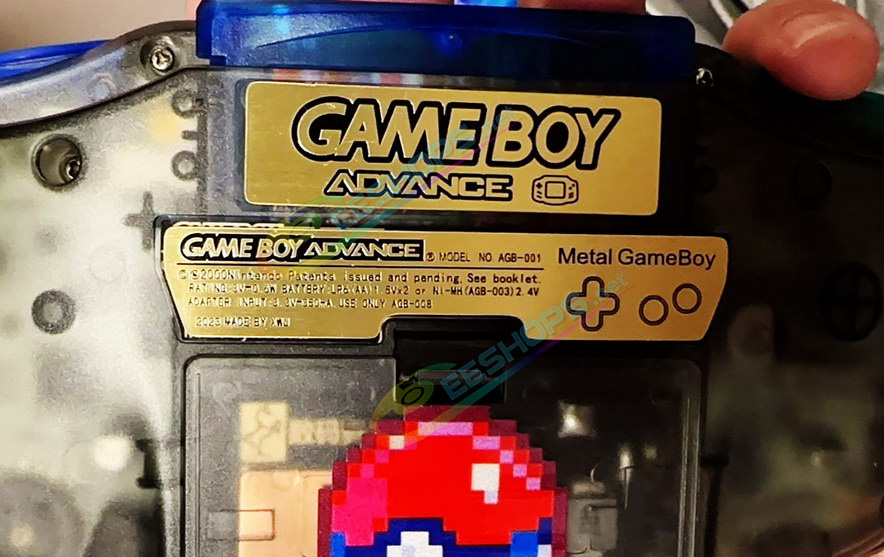 Best Customized Nintendo GameBoy Advance Extra Copper Back Stickers Metal Paster Pack 2 Set Replacement, Cheap Game Boy GBA Handheld Console, Brand New Brass Rustless Etching Bottom Back Cover Labels with Double-sided Adhesive Tape Free Shipping