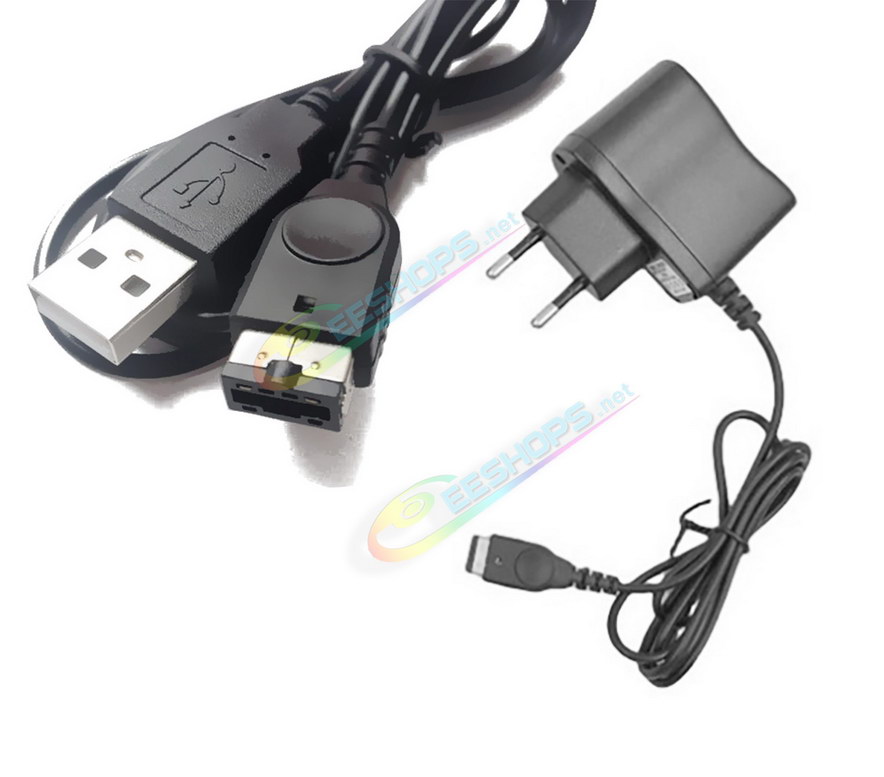 Cheap Nintendo GameBoy Advance SP DS AC Charger Adapter EU Plug + USB Charging Cable, Best New Game Boy Advanced GBA SP NDS IDS Handheld Console, Europe High Quality 100-240V Charge Adaptor 110cm Cord + 1.2M USB Power Line Free Shipping