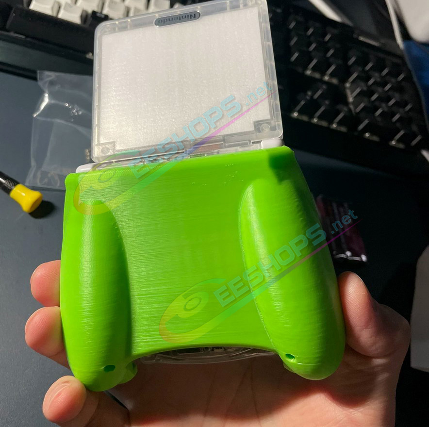 Best Nintendo GameBoy Advance SP Extra Back Clip Battery 3670 mAh with Handle Grip Ultimate Edition, Cheap New GBA SP GBASP Handheld Console Super Long Life Type-C PD Charging Rechargeable Power Bank + Green Prosthetic Holder Shell Free Shipping