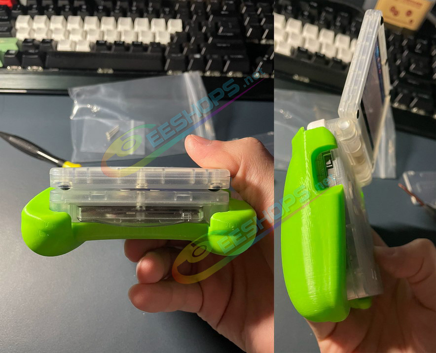 Best Nintendo GameBoy Advance SP Extra Back Clip Rechargeable Battery 3670 mAh with Handle Grip Replacement, Cheap New GBA SP GBASP Handheld Game Console Large Capacity Super Long Life Type-C PD Charging Power Bank + Green Shell Free Shipping