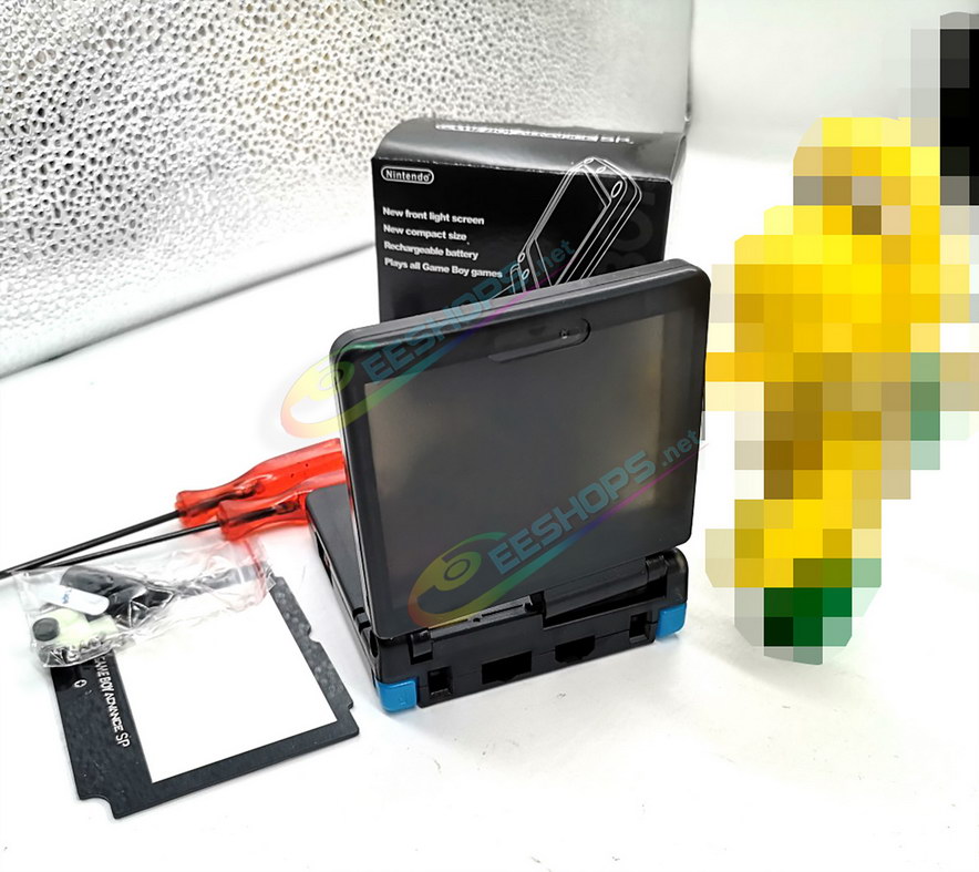 Cheap Nintendo GameBoy SP Extra Housing Case Shell Clear Black + Collection Storage Box Replacement, Best Game Boy GBP Console, Custom DIY Outer Enclosure + Screen Cover, Screws, Red Buttons, Luminous Pad / Plug, Sticker, Tools Free Shipping
