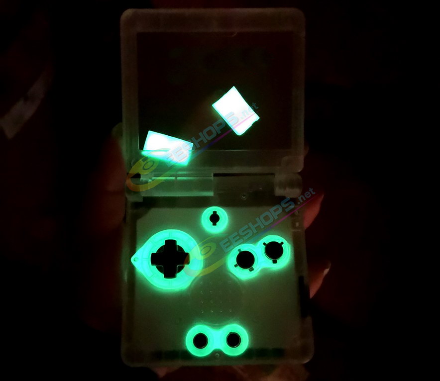 Cheap Nintendo GameBoy SP Extra Shell Housing Case Clear Green + Collection Storage Box Replacement, Best Game Boy GBP Console, Custom DIY Outer Enclosure + Screen Cover, Screws, Yellow Buttons, Luminous Pad / Plug, Sticker, Tools Free Shipping