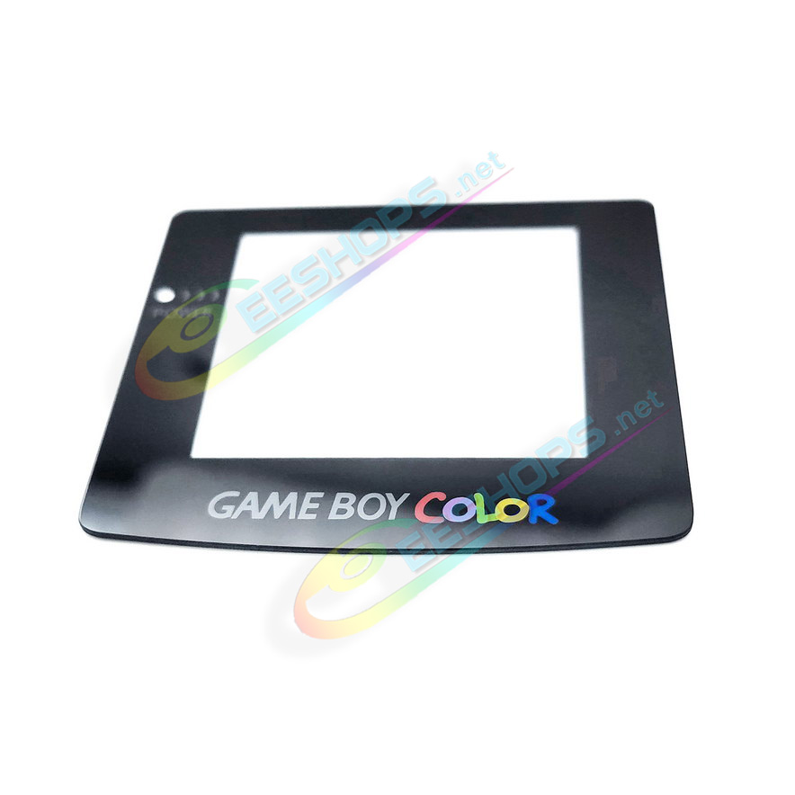 Best Nintendo GameBoy Color Glass Mirror Screen Protector Top Cover Standard Black + Colorful Logo Pack 2 Replacement, Cheap Game Boy GBC Handheld Console Scratch-Resistant Dustproof Display Protection Surface + Double-Sided Tape Free Shipping