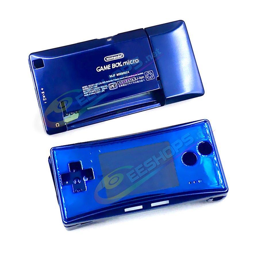 Cheap Nintendo GameBoy Micro Extra Alloy Housing Case Sells + Top Faceplate Blue Color Set Replacement, Best Game Boy Micro GBM Handheld Console, DIY Aluminum Outer Enclosure Upper / Bottom / Battery Cover Plates + Screws Accessories Free Shipping
