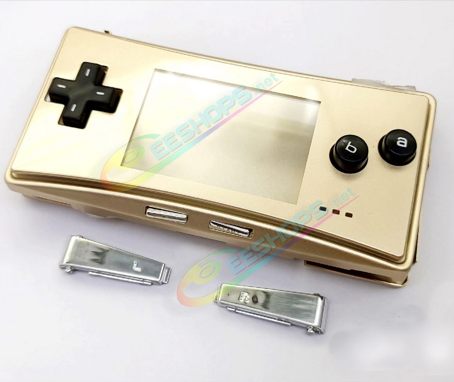 Cheap Nintendo GameBoy Micro Extra Alloy Housing Case Sells + Top Faceplate Gold Color Full Set Replacement, Best Game Boy Micro GBM Handheld Console, DIY Aluminum Outer Enclosure / Battery Cover Plates / Shoulder & Buttons / Screws Free Shipping