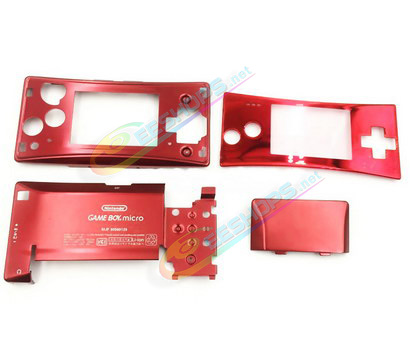 Cheap Nintendo GameBoy Micro Extra Alloy Housing Case Sells + Top Faceplate Red Color Set Replacement, Best Game Boy Micro GBM Handheld Console, DIY Aluminum Outer Enclosure Upper / Bottom / Battery Cover Plates + Screws Accessories Free Shipping