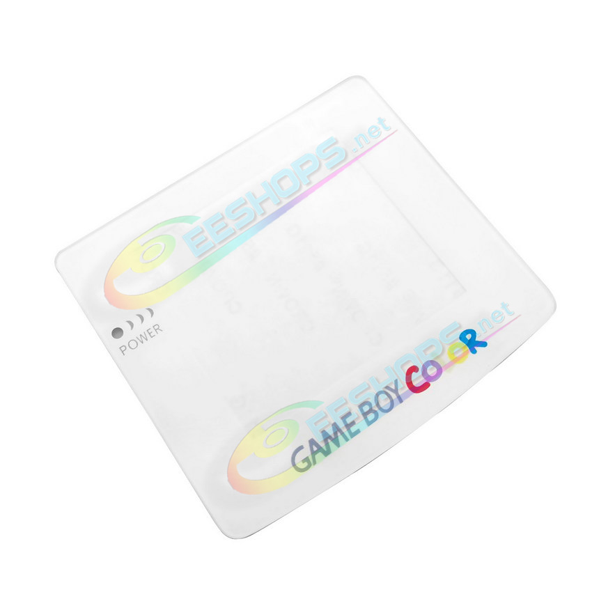 Cheap Nintendo GameBoy Color Extra Glass Screen Protective Cover Replacement Regular Style White & Colorful Logo, Best Game Boy GBC Handheld Game Console, Scratch-Resistant Clear Sharpness Display Mirror Surface + 3M Adhesive Tapes Free Shipping