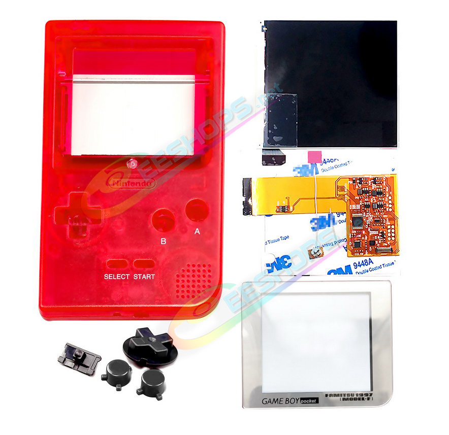 Cheap Nintendo GameBoy Pocket IPS Screen Mod + Housing Case Kit Classic GB Grey Kit Replacement, Best Game Boy GBP Handheld Game Console, Customized Dot-by-Dot High Brightness LCD Display Moddule + Glass Protective Cover + Buttons Set Free Shipping