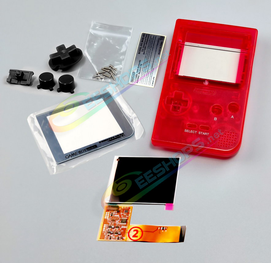 Cheap Nintendo GameBoy Pocket IPS Screen Mod + Housing Case Kit Classic GB Grey Kit Replacement, Best Game Boy GBP Handheld Game Console, Customized Dot-by-Dot High Brightness LCD Display Moddule + Glass Protective Cover + Buttons Set Free Shipping