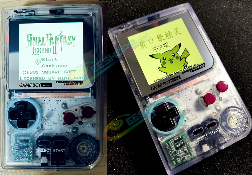 Cheap Nintendo GameBoy Pocket IPS Screen Mod Kit + Clear Housing Case + Famitsu Glass Cover Replacement, Best Game Boy GBP Handheld Console, Customized Dot-by-Dot High Brightness LCD Display + Transparent Outer Enclosure + Buttons Set Free Shipping