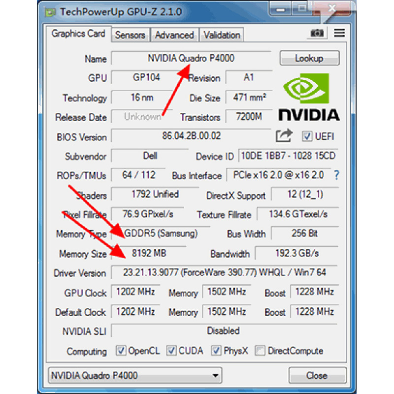 Original Mobile Workstation 8GB GDDR5 Graphics Video Card NVIDIA Quadro P4000 for Dell Precision 7730 7720 7710 M7720 M7710 M6800 M7510 M7520 Laptop N17E-Q3-A1 Replacement Repair Parts Free Shipping