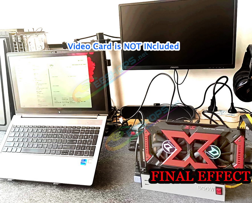 External Graphics Card Dock GPU Enclosure + 550W Server Platinum Power Supply, Best Lenovo Legion Go handheld Game Console GDP Win 4 2023 2024 Thunderbolt Gaming PC, Extra PCI Video Card Housing PCIE X16 Adapter JHL6540 White Assembly Free Shipping