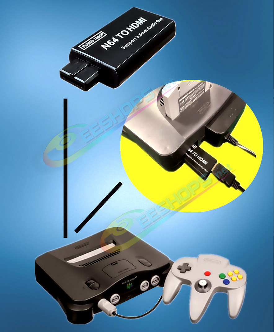 Cheap Nintendo 64 Gamecube to HDMI Converter Adapter with Headset Port, Best New N64 Game Cube Cubes Video Consoles, High-Definition HDTV 1080P/720P PAL/NTSC HD TV Monitor Video Converting Adaptor + 3.5mm Audio Out Accessories Free Shipping