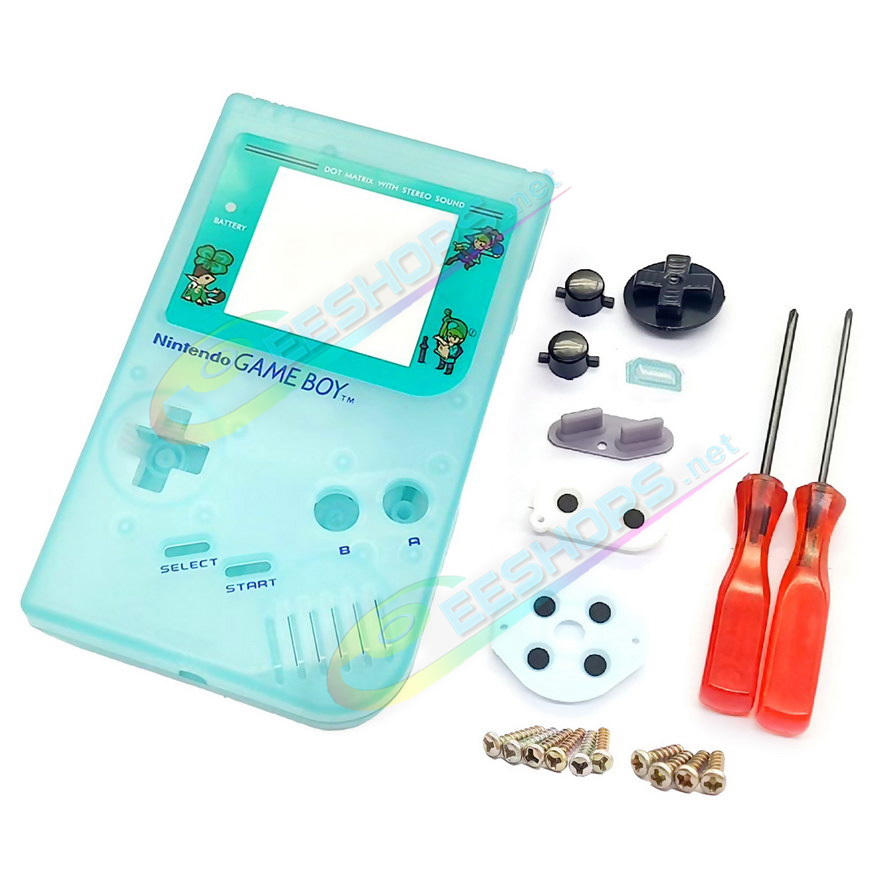 Best Nintendo GameBoy Extra Housing Case Shell Replacement Luminous Clear Green Zelda Limited Edition, Cheap Game Boy DMG-01 Original Fat Handheld Console, DIY Outer Enclosure + Screen Cover, Buttons, Screws, Pads, Sticker, Tool Full Set Free Shipping