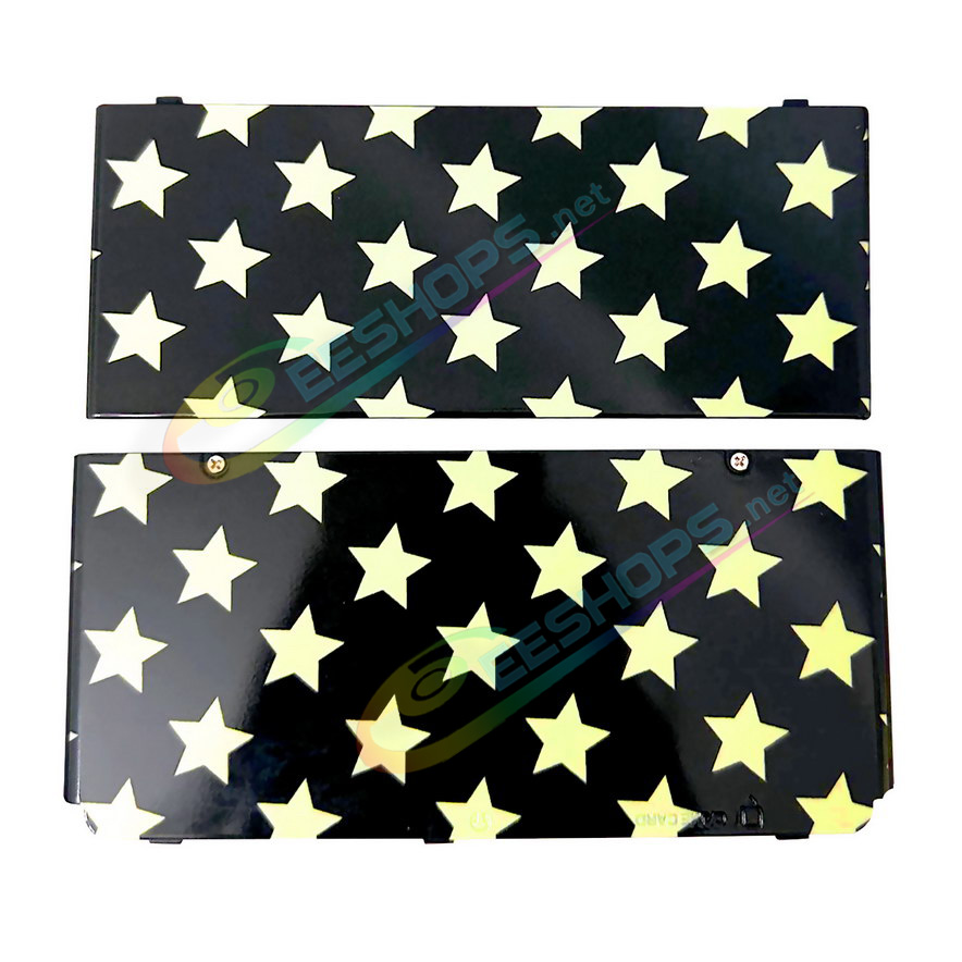 Cheap Nintendo New 3DS Extra Faceplate Shells Replacement Black & Golden Stars Limited Edition, Best New3DS Small Handheld Game Console, Customized Golden-Star Pattern Top / Bottom Cover Plates A/E Coverplate Backplate 2 PCS...