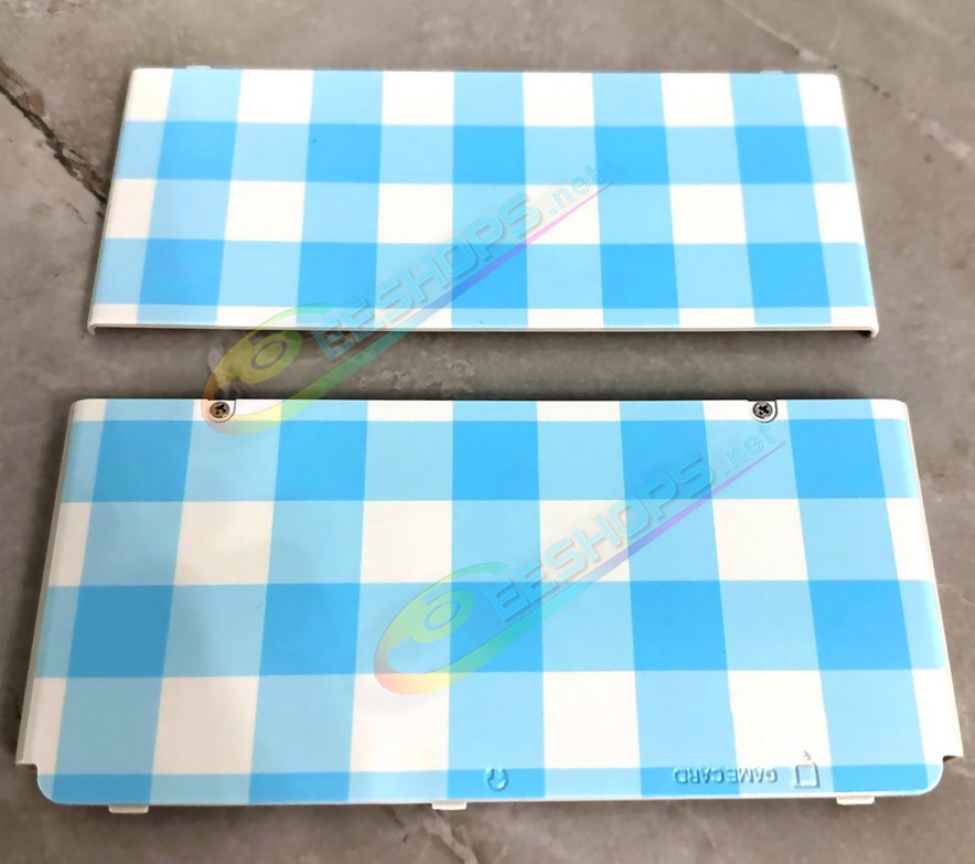 Cheap Nintendo New 3DS Extra Faceplate Cover Plates Replacement Blue & White Squares Edition, Cheap New3DS Small Handheld Game Console, DIY Check Pattern Top / Bottom A/E Face Shells Coverplate Backplate 2 PCS Set Spare Parts Accessories Free Shipping