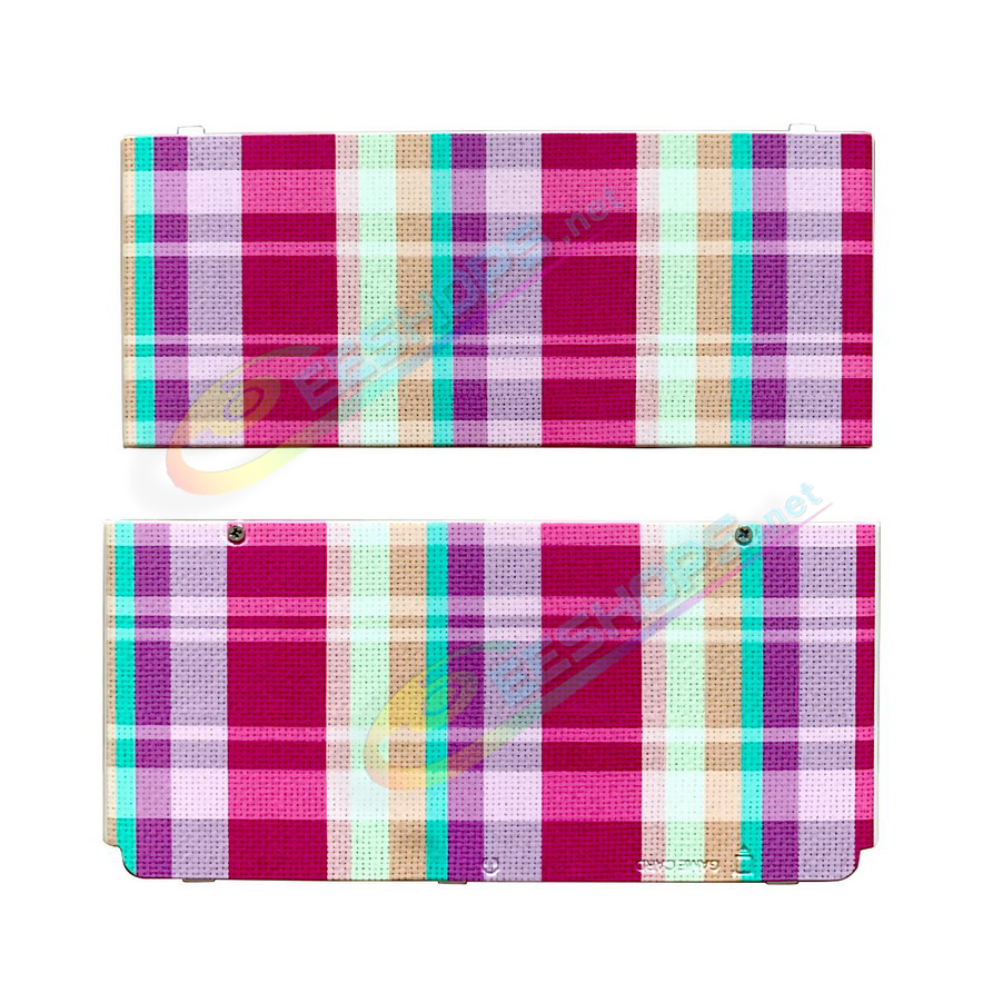 Cheap Nintendo New 3DS Extra Faceplate Shells Replacement Colored Stripe Cloth Pattern, Best New3DS Small Handheld Game Console, Custom Colorful Top / Bottom Cover Plates A/E Coverplate White Backplate 2 PCS Set Spare Parts...