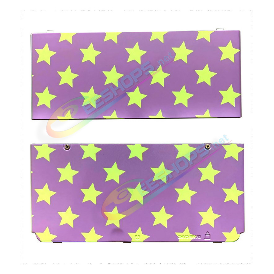 Cheap Nintendo New 3DS Extra Faceplate Shells Replacement Purple & Golden Stars Limited Edition, Best New3DS Small Handheld Game Console, Customized Gold-Star Top / Bottom Cover Plates A/E Coverplate White Backplate 2 PCS Set...