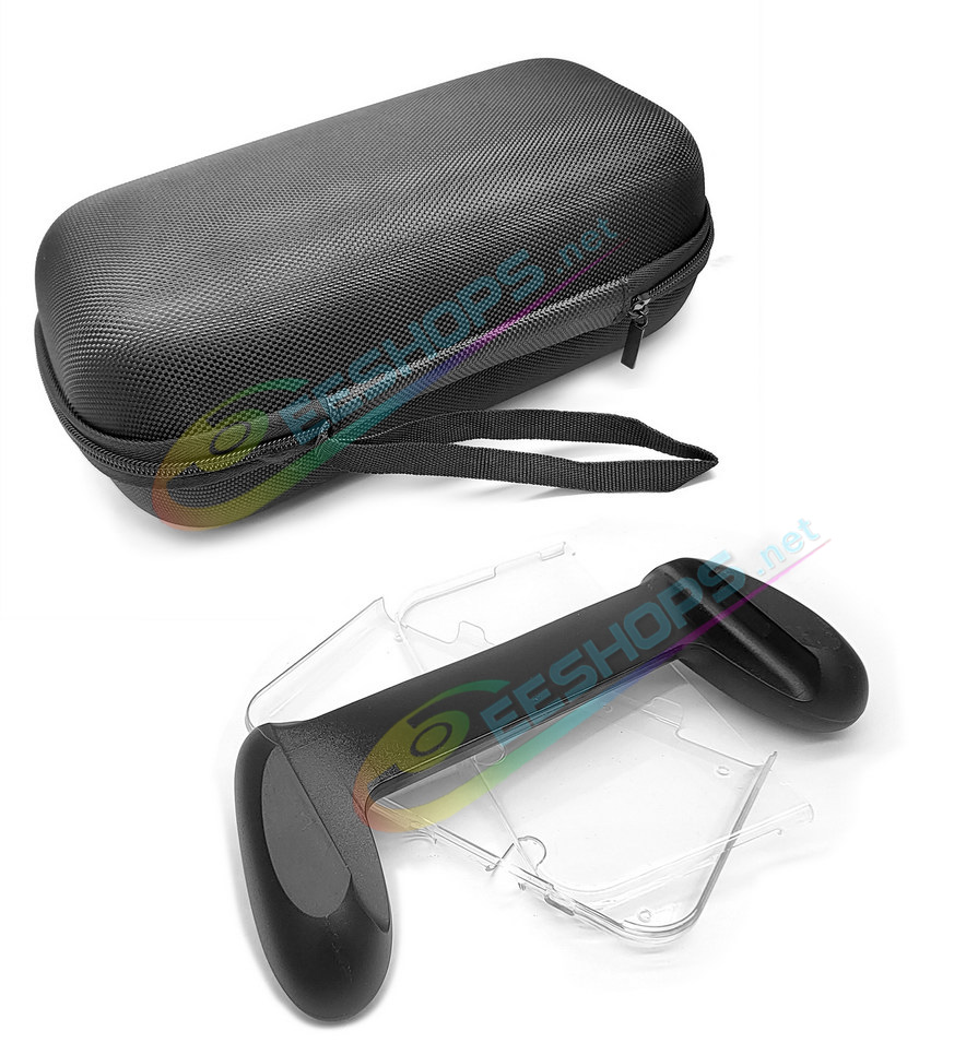 Best Nintendo New 3DSXL 3DSLL Hand Grips / Crystal Cover / Storage Bag Black Color, Cheap New 3DS XL / LL New3DSXL Handheld Consoles, Customized Non-slip Gaming Handle + Split Clear Protective Shell + Hard Carrying Case Set Accessories Free Shipping