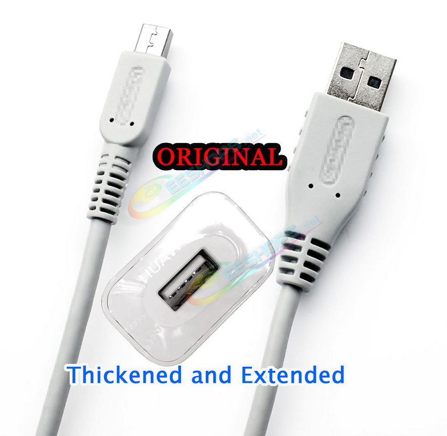 Cheap 100% Original Nintendo New 2DS DSi XL LL Charging Cable 1.5M Long + Huawei AC Charger Adapter Set, Cheap Genuine DSi NDSi 2DSXL 2DSLL New2DSXL Consoles, High-Quality Thickened Charge Power Cords + White Adaptor 5V-1A US Plug Free Shipping