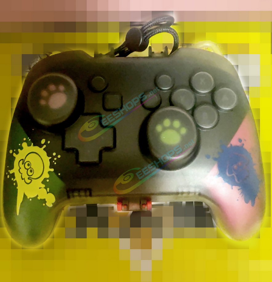 Best Nintendo Switch Pro Wireless Controller Protective Hard Storage Case Splatoon Edition Clear Black, Cheap Frosted Shaped Impact-Resistant Pressure-Proof Protection Carrying Case + Hand Strap + Dust Plug / Ring Free Shippinging