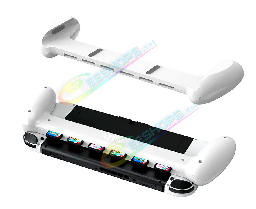 Best Nintendo Switch OLED Hand Grips Gaming Handle with Game Card Storage White, Cheap New NS OLED Handheld Console Improved Ergonomic Comfort Grip Nonslip Holder with Foam Pad + 5 Game Cartridges Sweat-proof Prosthetic Free Shipping