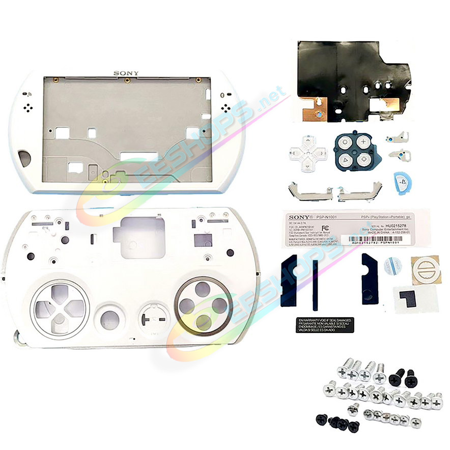 Best Sony PlayStation Portable PSP GO Replacement Shell Housing Case Full Set White Color, Cheap New PSPGO Original Handheld Game Console, DIY Outer Top / Bottom Covers Enclosure + Buttons + Screws + Stickers Spare Parts Accessories Free Shipping