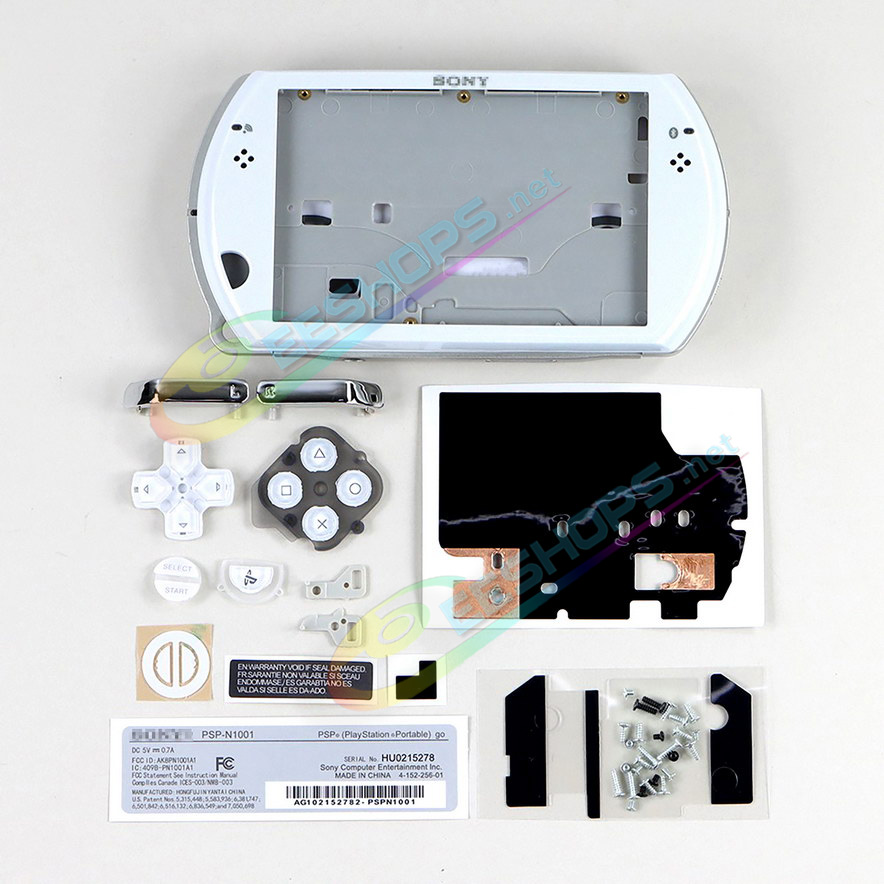 Best Sony PlayStation Portable PSP GO Replacement Shell Housing Case Full Set White Color, Cheap New PSPGO Original Handheld Game Console, DIY Outer Top / Bottom Covers Enclosure + Buttons + Screws + Stickers Spare Parts Accessories Free Shipping