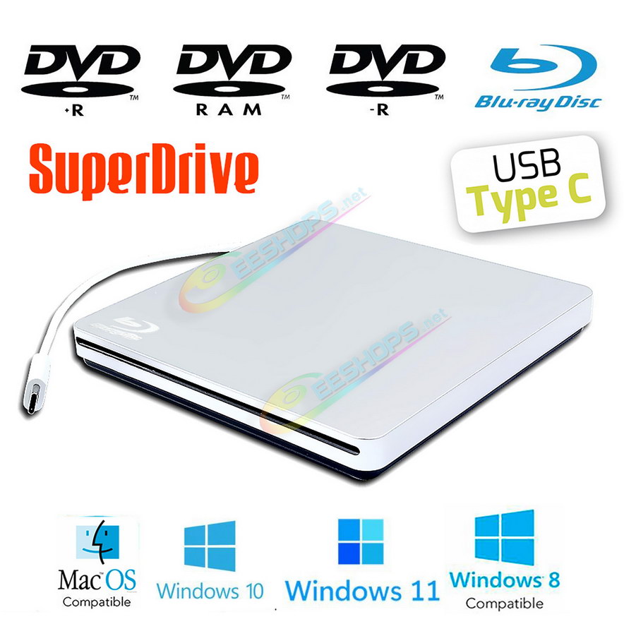 Cheap Apple USB-C Double Layer 6X BD-RE Blu-ray Burner 3D Movies Players 8X DL DVD SuperDrive, Best Apple Macbook Air iMac Book Pro Mac Mini OS Laptop Computers, Portable BD-R/RE XL TL QL 100 50 GB DVD/CD RW Disc Writer Free Shipping