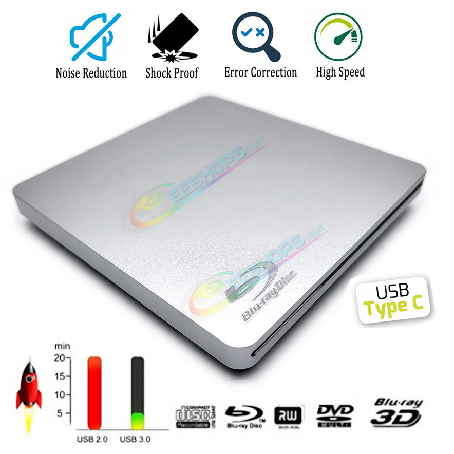 Cheap Apple USB-C Double Layer 6X BD-RE Blu-ray Burner 3D Movies Players 8X DL DVD SuperDrive, Best Apple Macbook Air iMac Book Pro Mac Mini OS Laptop Computers, Portable BD-R/RE XL TL QL 100 50 GB DVD/CD RW Disc Writer Free Shipping