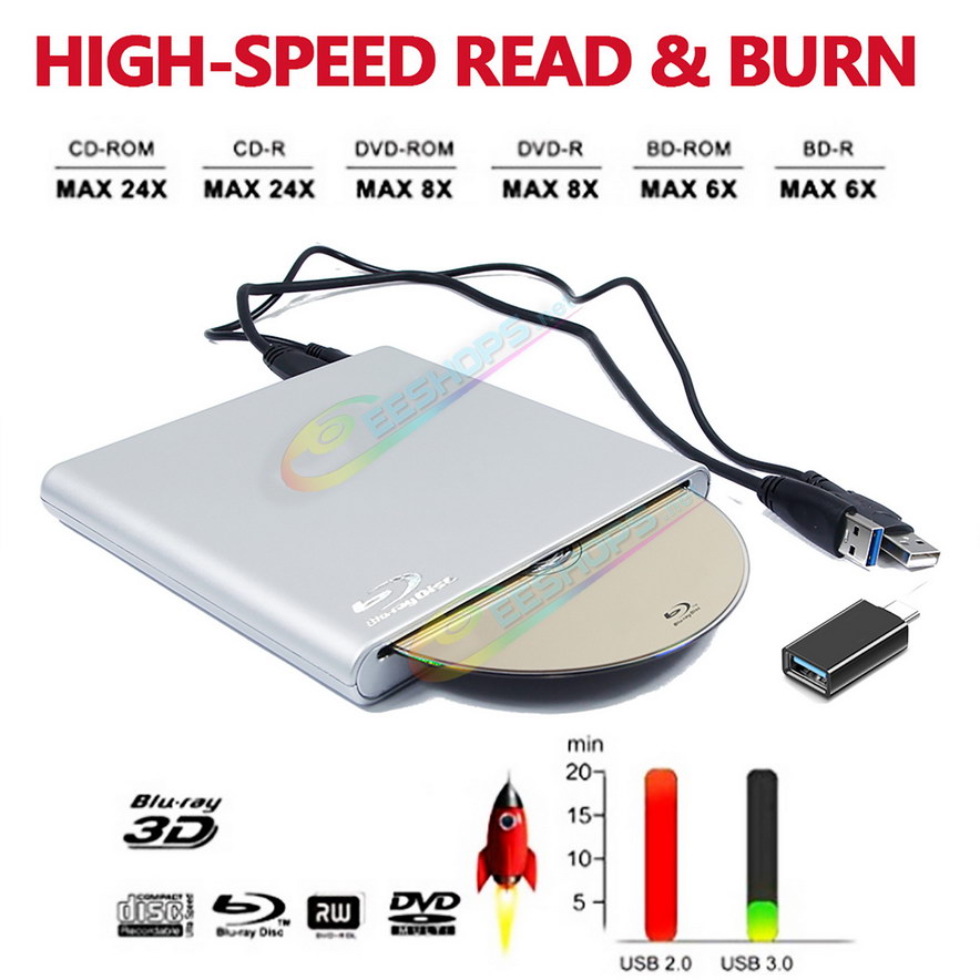 Cheap Gaming Laptop Slot External Dual Layer 6X DL Blu-ray Burner CD/DVD/BD Disc Players, Best New MSI Clevo Gaming Laptop GS 65 GS75 iBuypower Cyberpowerpc Gamer Desktop PC, Super Multi USB 3.0 BD-RE 8X DVD+-RW 24 CD-RW Writer Free Shipping